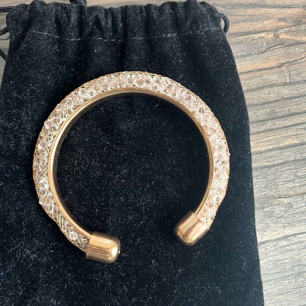 Gold-Tone, Crystal in Chain Mesh Bracelet